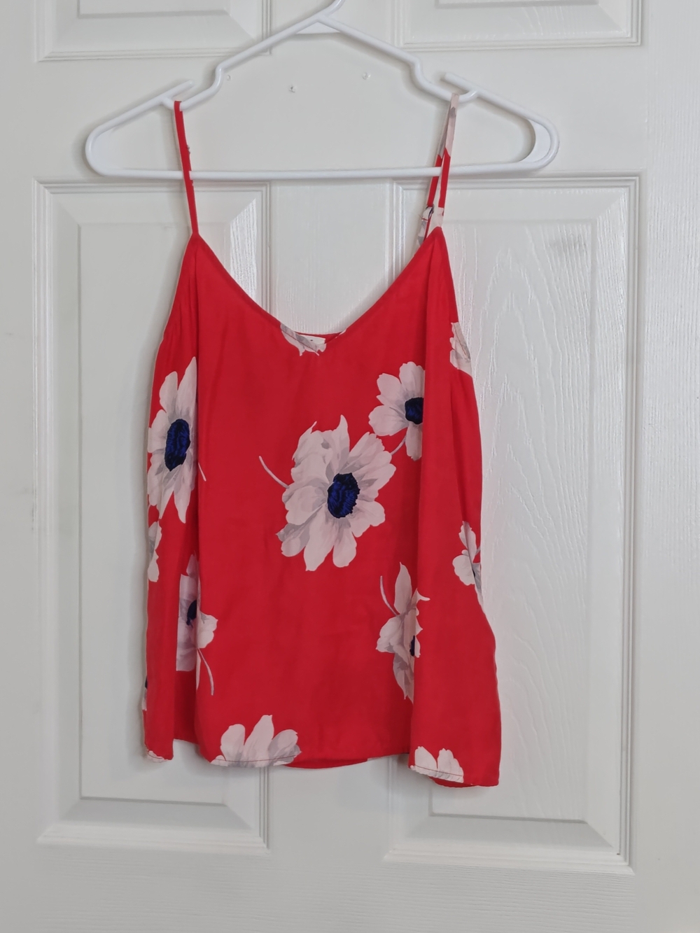 Silk Red White Floral Camisole Top Size XS